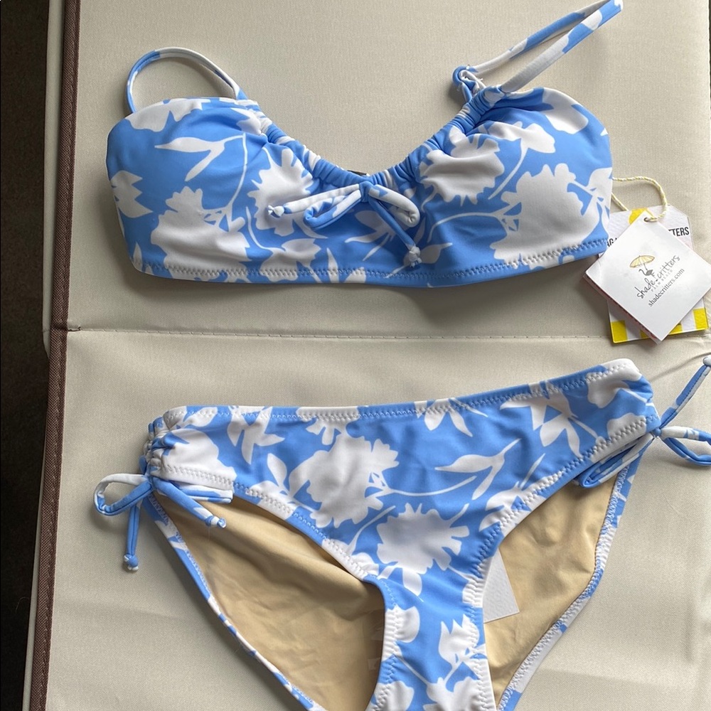 Kids’ Blue and White Floral Bikini Set